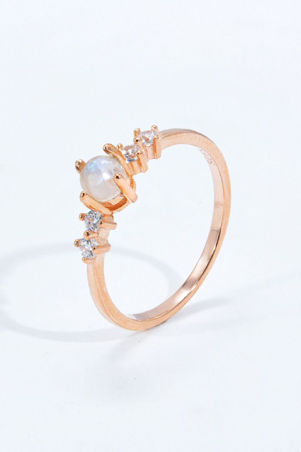 Natural Moonstone and Zircon 18K Rose Gold-Plated Ring