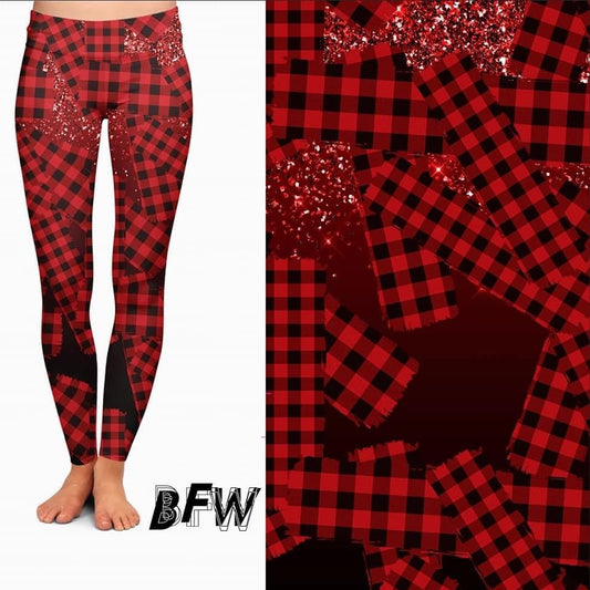 Plaid Sparkle Christmas Leggings and Lounge Pants