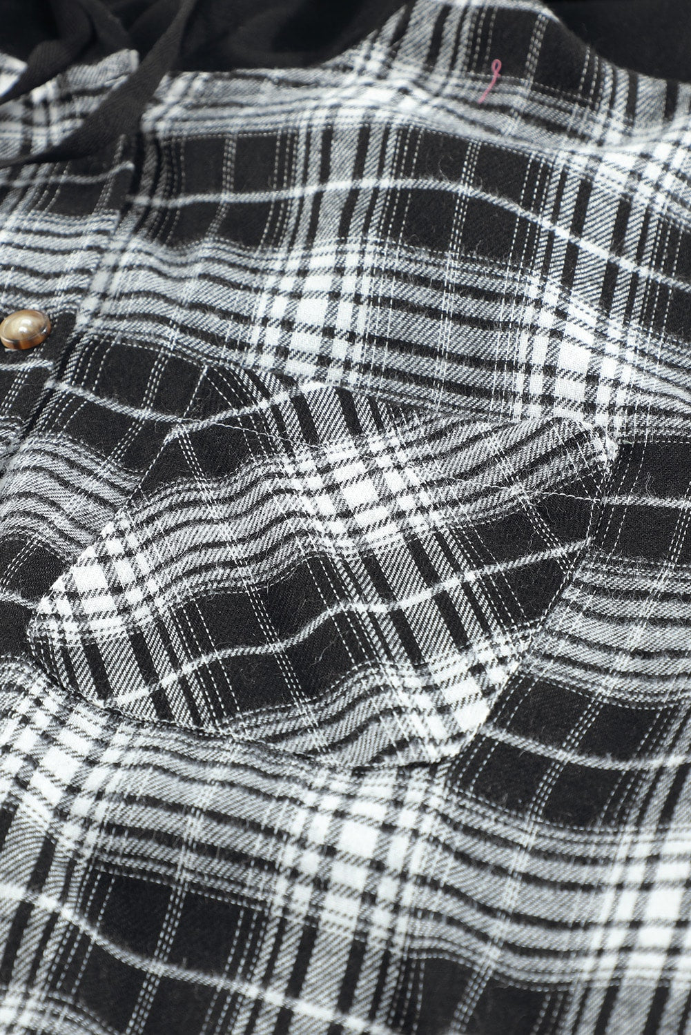 Plaid Drawstring Hooded Shirt Jacket - Keene's