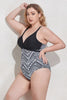 Plus Size Two-Tone Tie Back One-Piece Swimsuit