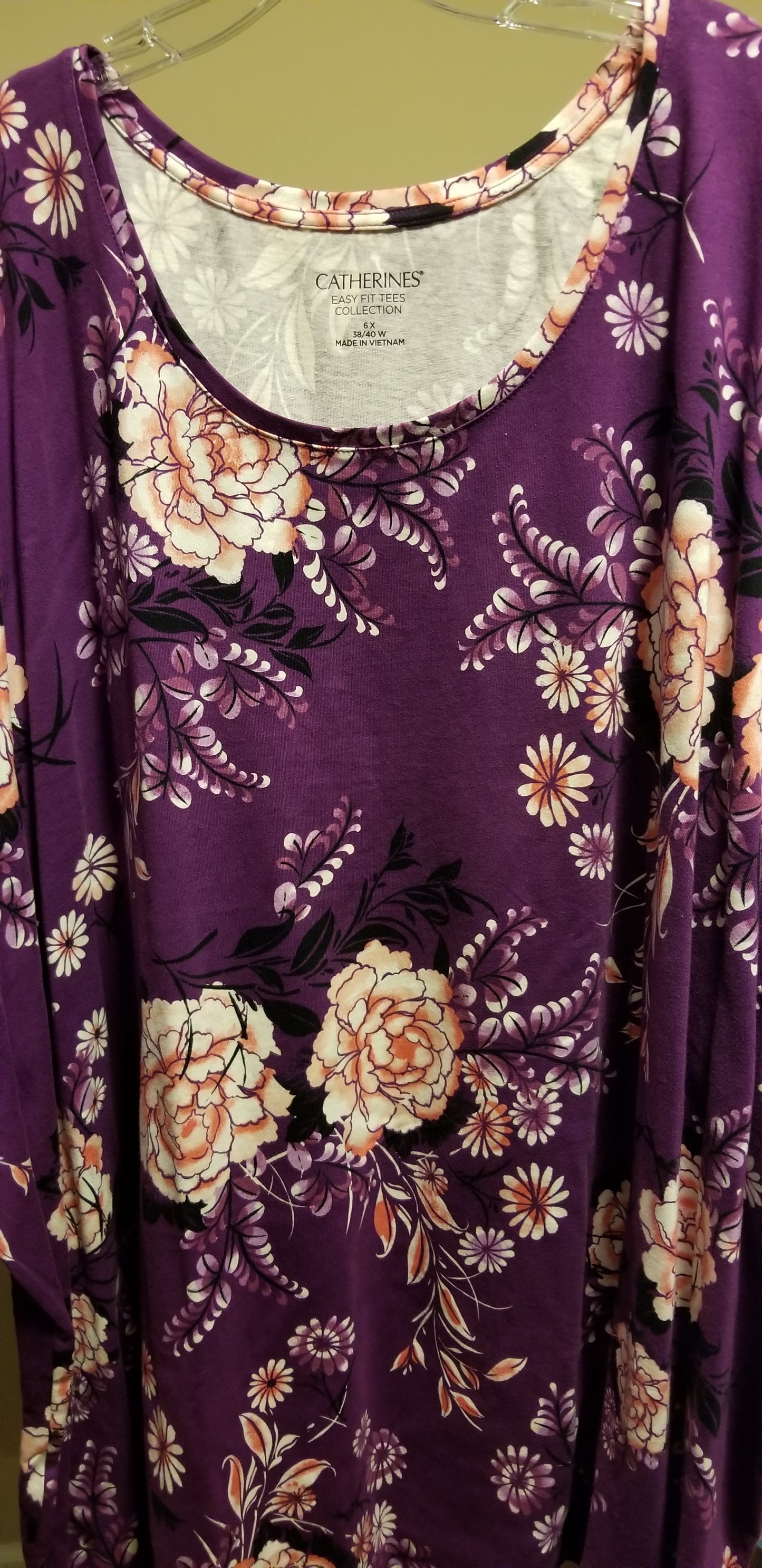 Purple Short Sleeve Floral Tee (Size 6x) - Keene's