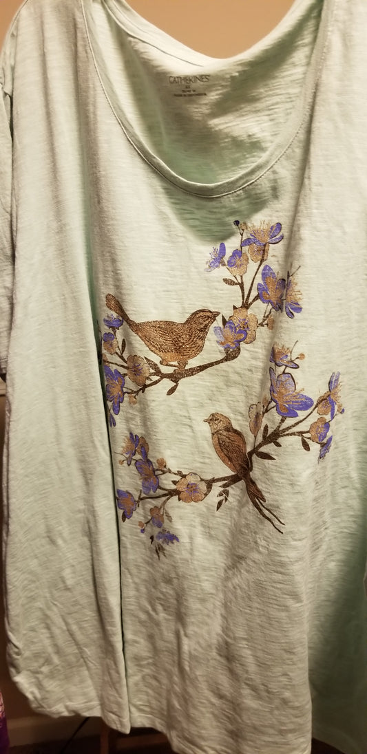 Light Green Short Sleeve Bird Tee (Size 6x) - Keene's