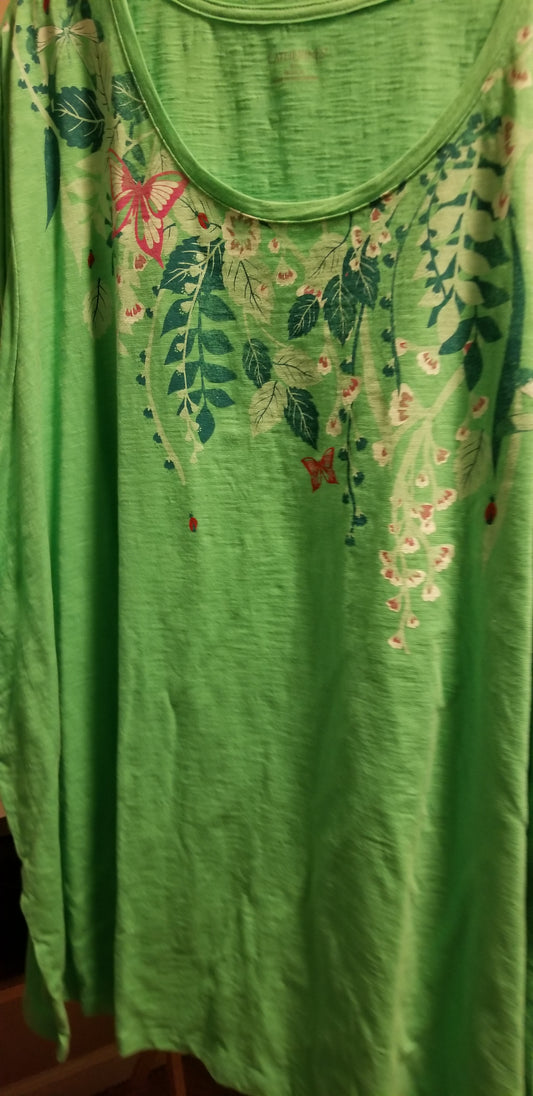 Green Short Sleeve Butterfly Tee (Size 6x) - Keene's