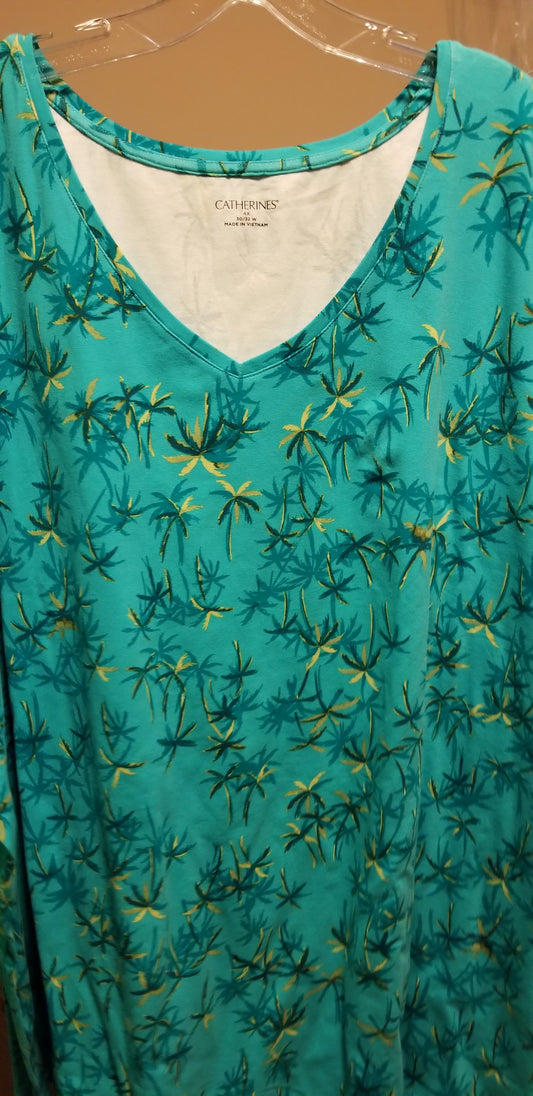 Blue Short Sleeve Palm Tree Tee (Size 3x and 4x) - Keene's