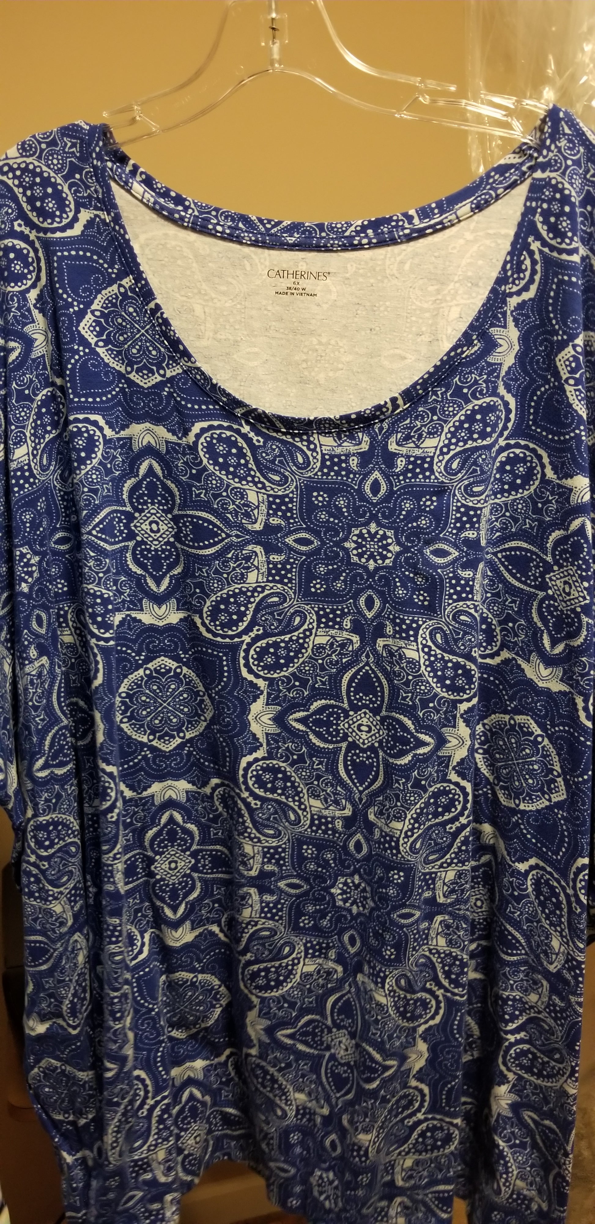 Blue Short Sleeve Paisley Tee (Size 5x and 6x) - Keene's