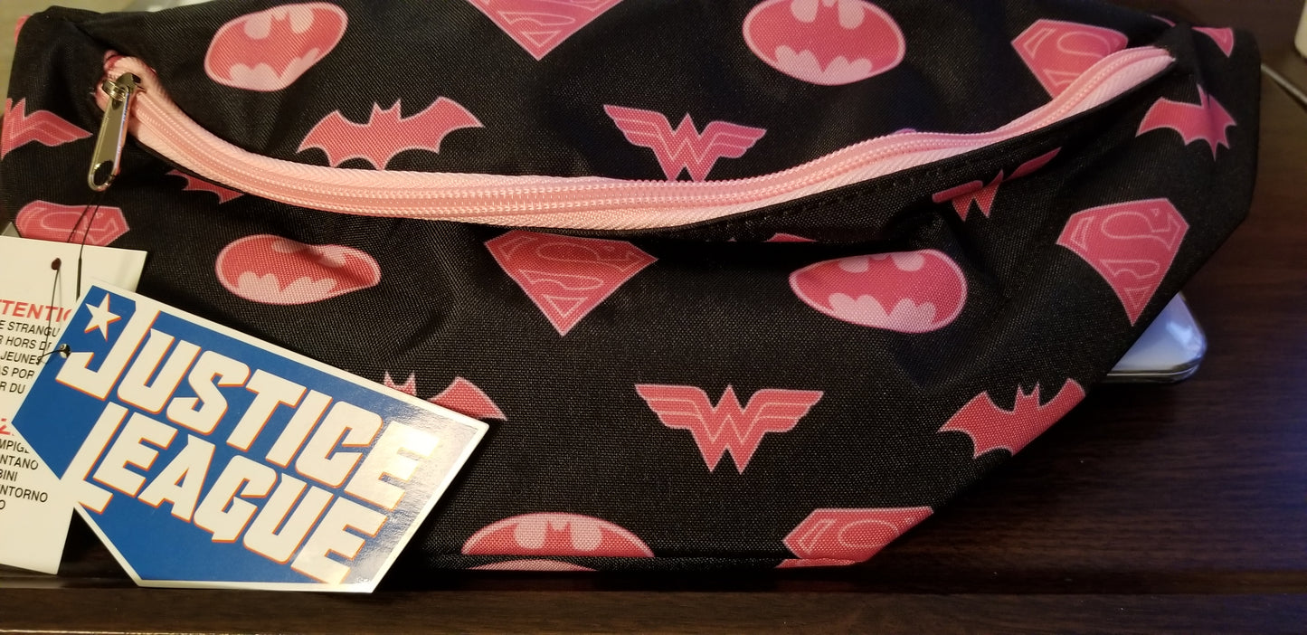 Justice League Pink and Black Fanny Pack - Keene's