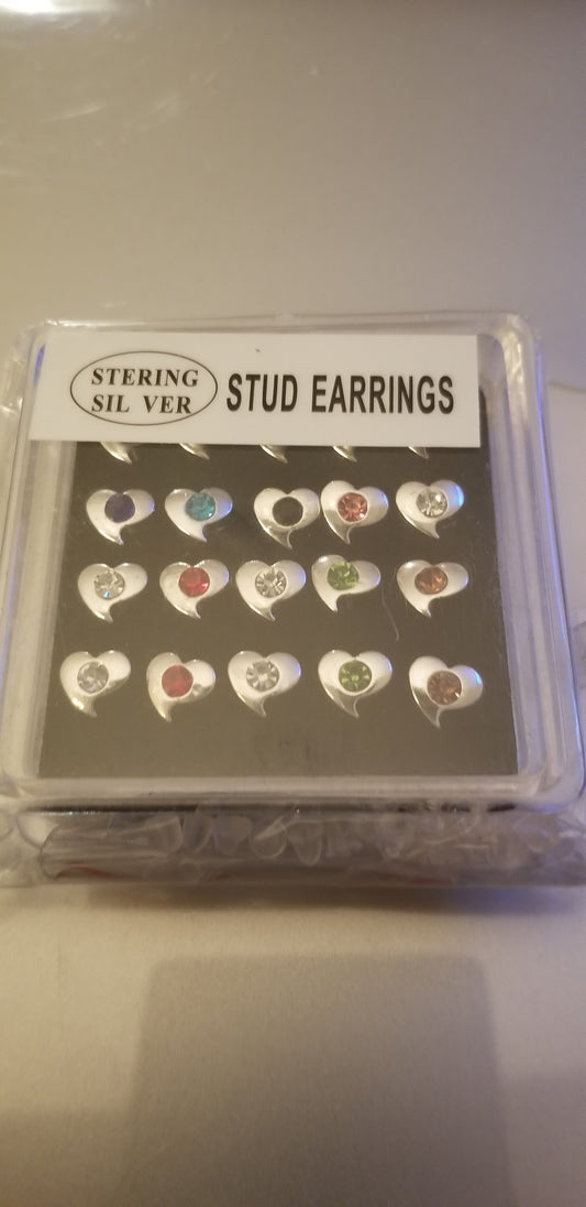 Heart Stud Earring Set - 10 Pairs - Sterling silver - Keene's