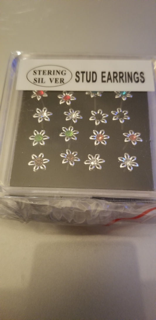 Flower Stud Earring Set - 10 Pairs - Sterling silver - Keene's