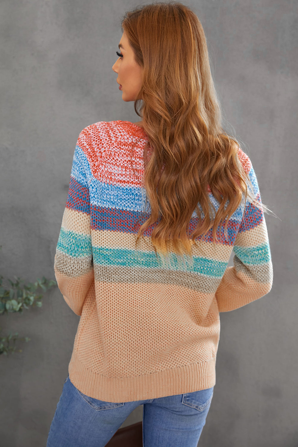 Striped V Neck Pullover Sweater - Keene's
