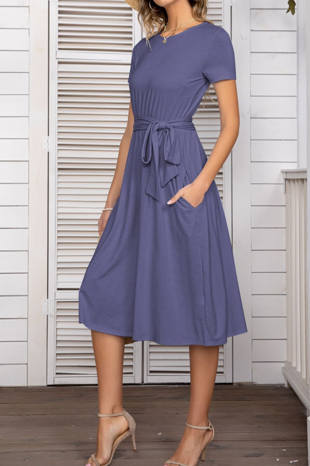 Belted Tee Dress With Pockets