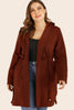 Plus Size Drawstring Waist Hooded Cardigan with Pockets