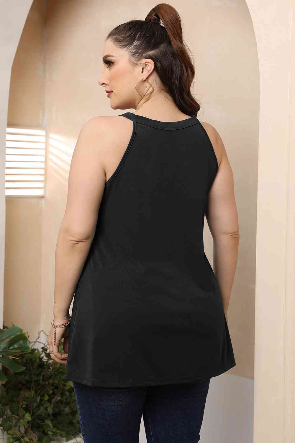 Plus Size Halter Neck Cutout Sleeveless Top