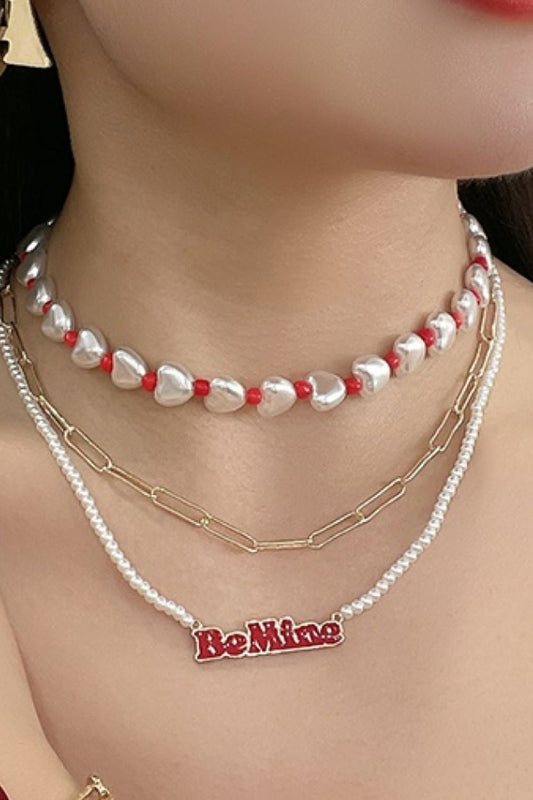BE MINE Pearl Triple-Layered Necklace