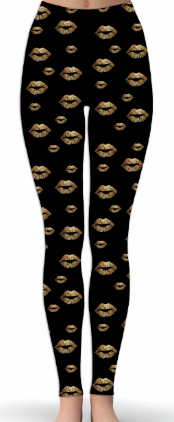 Custom Gold Lips Leggings - Keene's