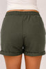 Drawstring Cuffed Shorts with Pockets