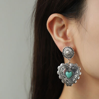 Artificial Turquoise Heart Dangle Earrings