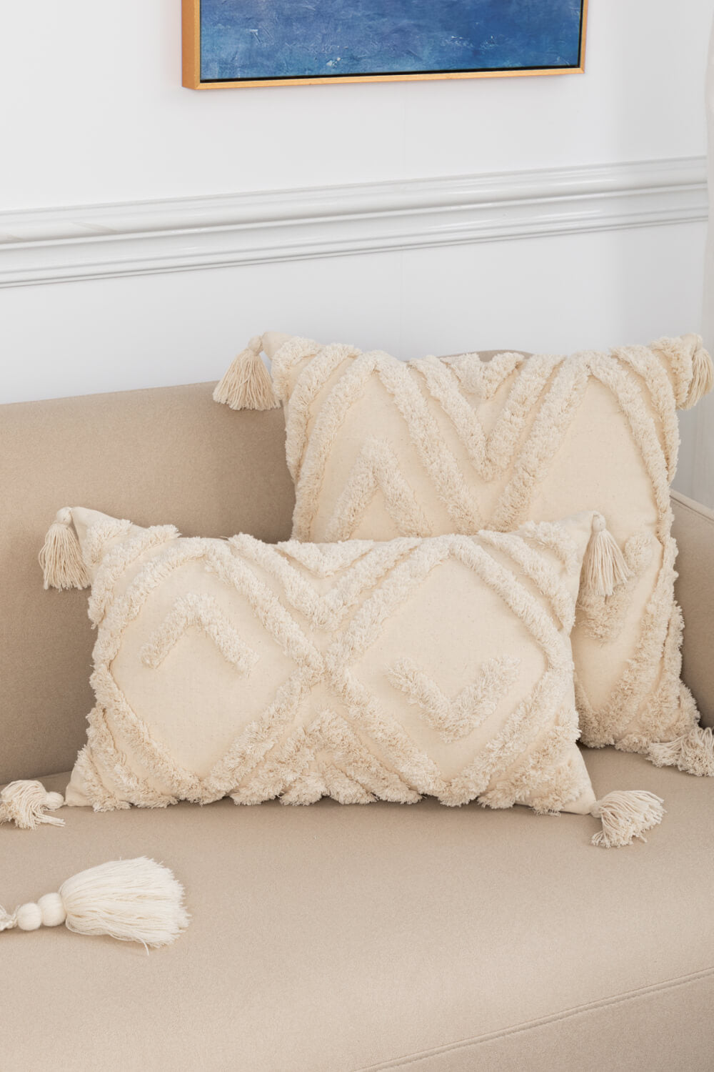 Fringe Trim Decorative Throw Pillow Case