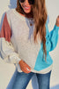 Color Block Balloon Sleeve Knitted Sweater - Keene's