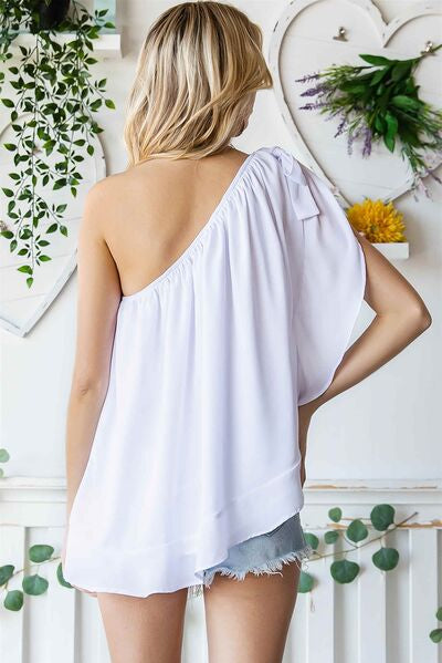 Tied Ruched One Shoulder Tank