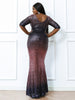 Plus Size Gradient Sequin V-Neck Mermaid Dress