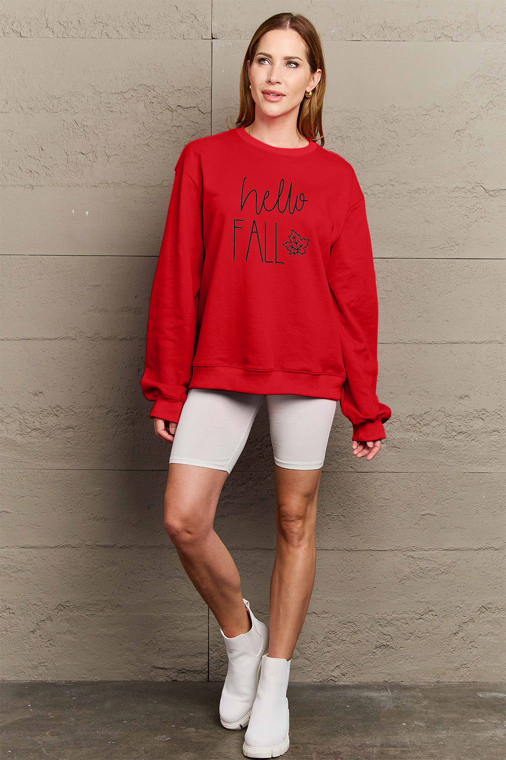 Simply Love Full Size HELLO FALL Graphic Sweatshirt