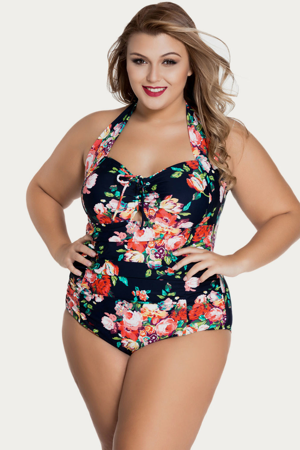 Floral Plus Halter Size Maillot - Keene's