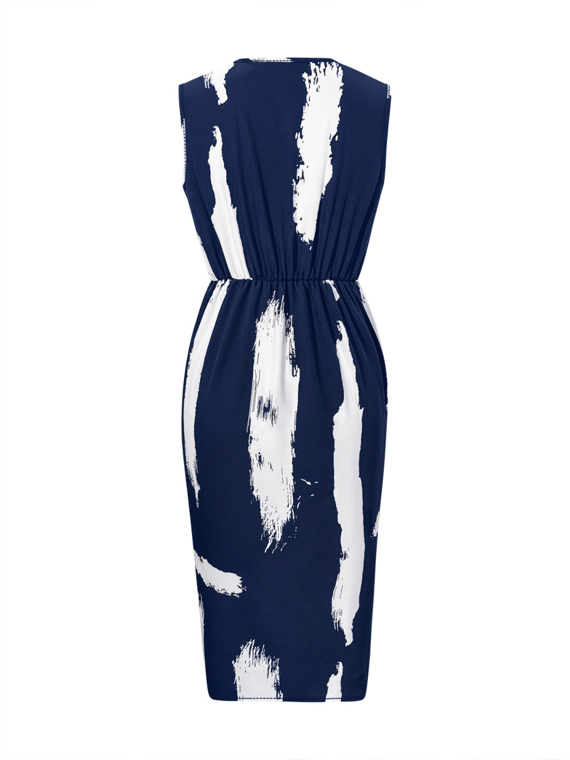 Printed Surplice Sleeveless Knee Length Dress