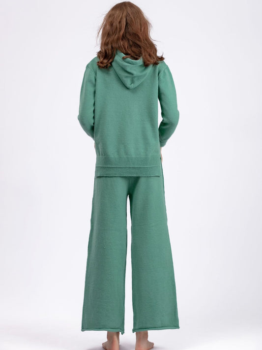 Long Sleeve Hooded Sweater and Knit Pants Set