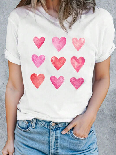 Short Neck Sleeve T-Shirt Heart Keene\'s – Round