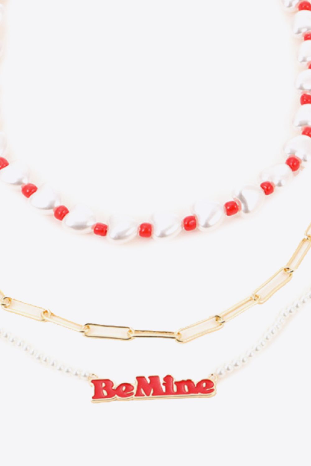 BE MINE Pearl Triple-Layered Necklace