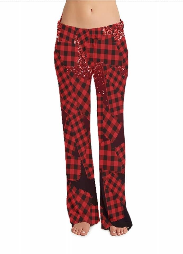 Plaid Sparkle Christmas Leggings and Lounge Pants