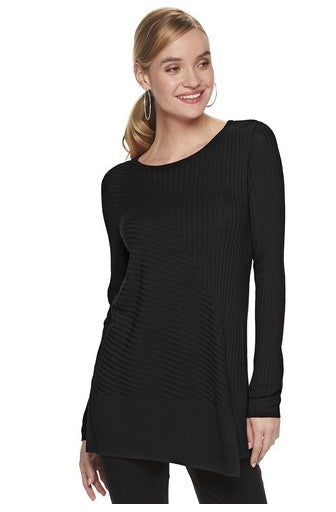 Black Long Sleeve Sweater Tunic - XXL - Keene's