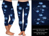 Blue floating flowers leggings & capris with pockets