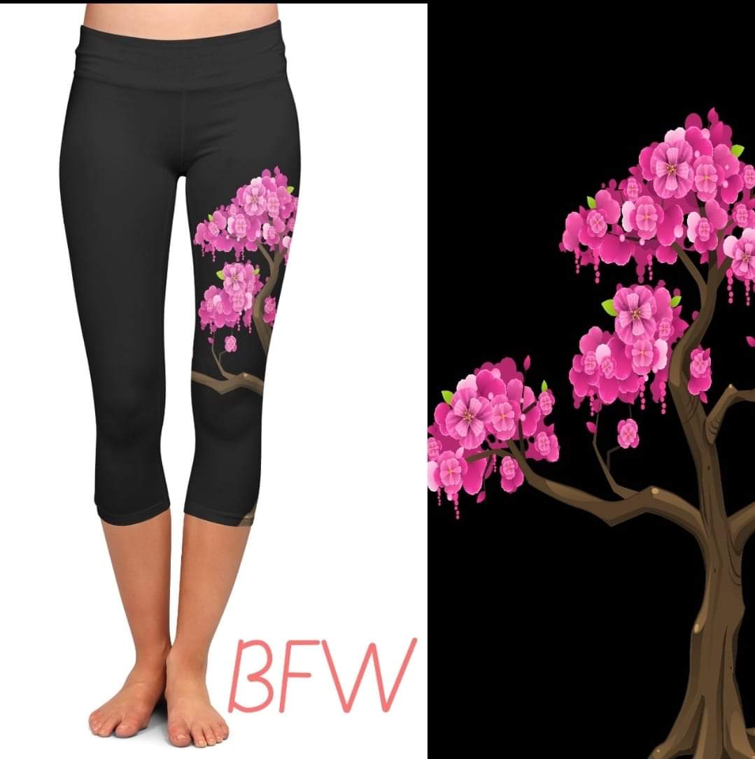 Cherry Blossoms leggings and capris with pockets