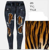 Black Tiger Jeans with pockets leggings and capris / shorts Wholesale