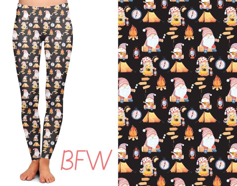 Camping Gnomes leggings, capris and shorts with pockets