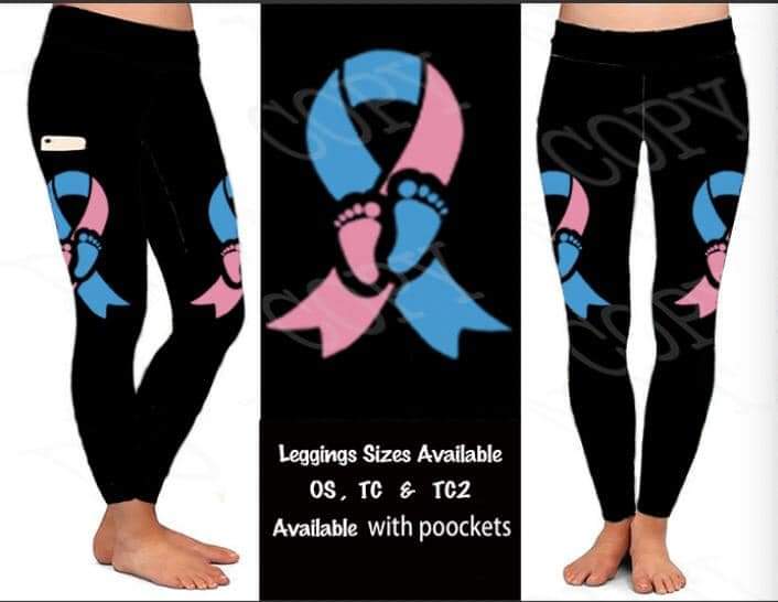 Infant loss awareness leggings with pockets