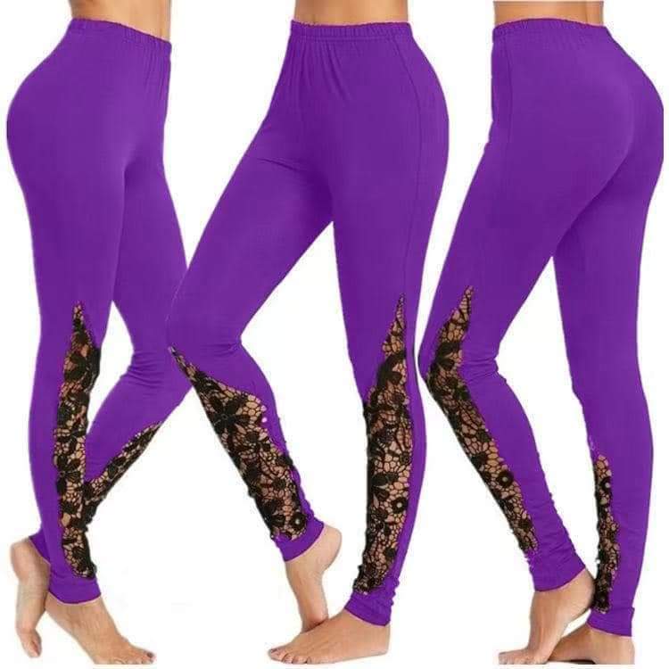 Many colors lace paneled leggings with pockets with YOGA WAISTAND!