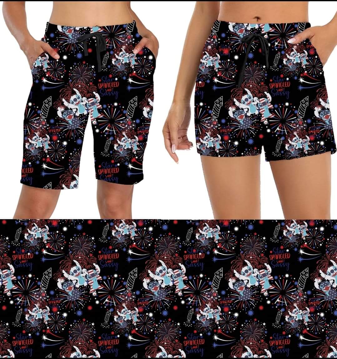 American blue alien capri joggers, Capris, Leggings, Capri Lounge Pants, Shorts in 4" & 7" inseams.