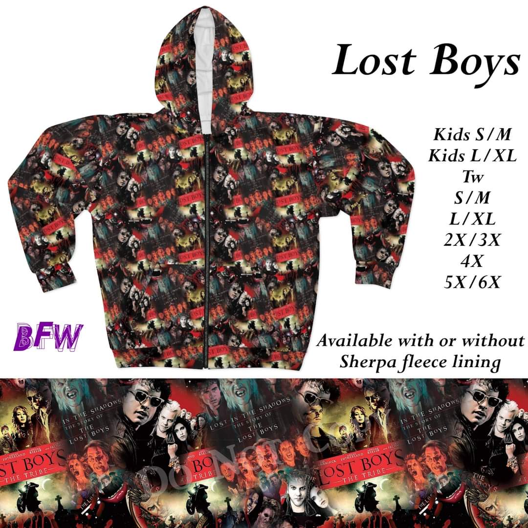 Lost boys zip up hoodie without sherpa fleece lining