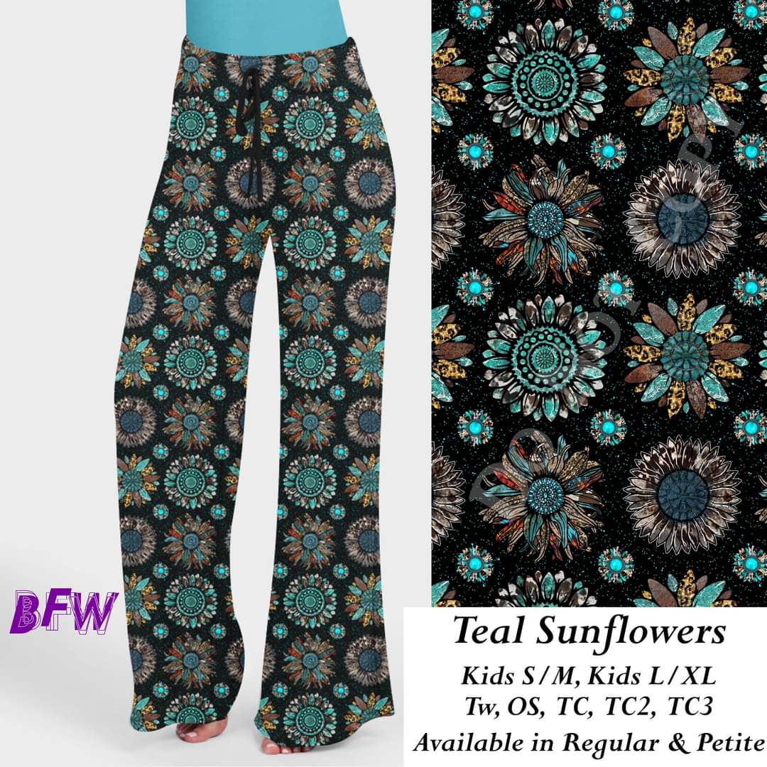 Teal Sunflowers skorts with pockets