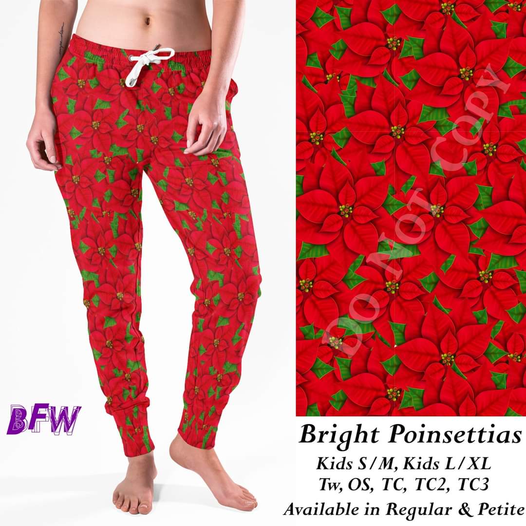 Bright Poinsettias leggings and skorts with pockets