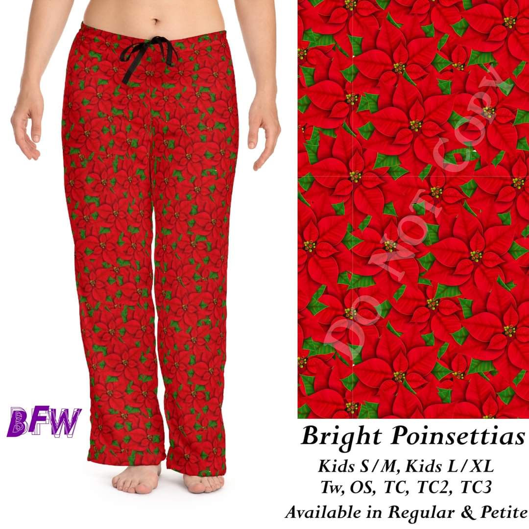 Bright Poinsettias leggings and skorts with pockets