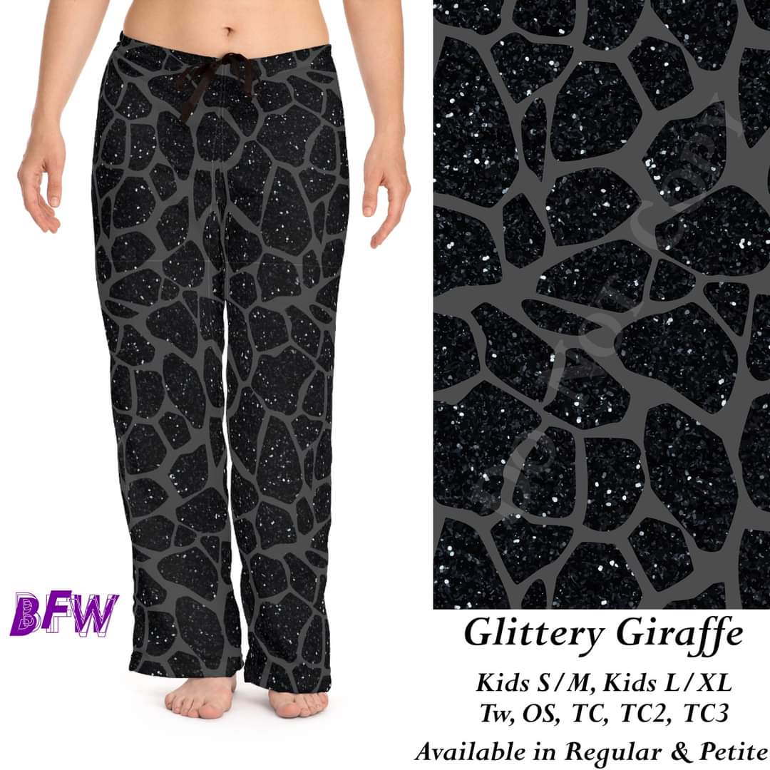 Glittery Giraffe leggings, capris, shorts and joggers with pockets