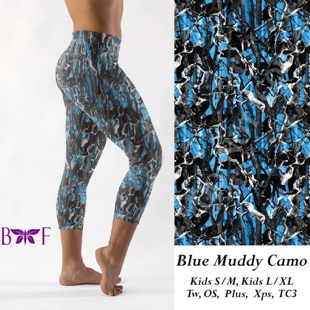 Blue Muddy Camo Leggings