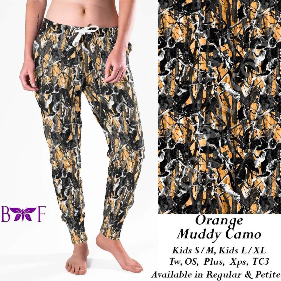 Orange muddy camo Joggers