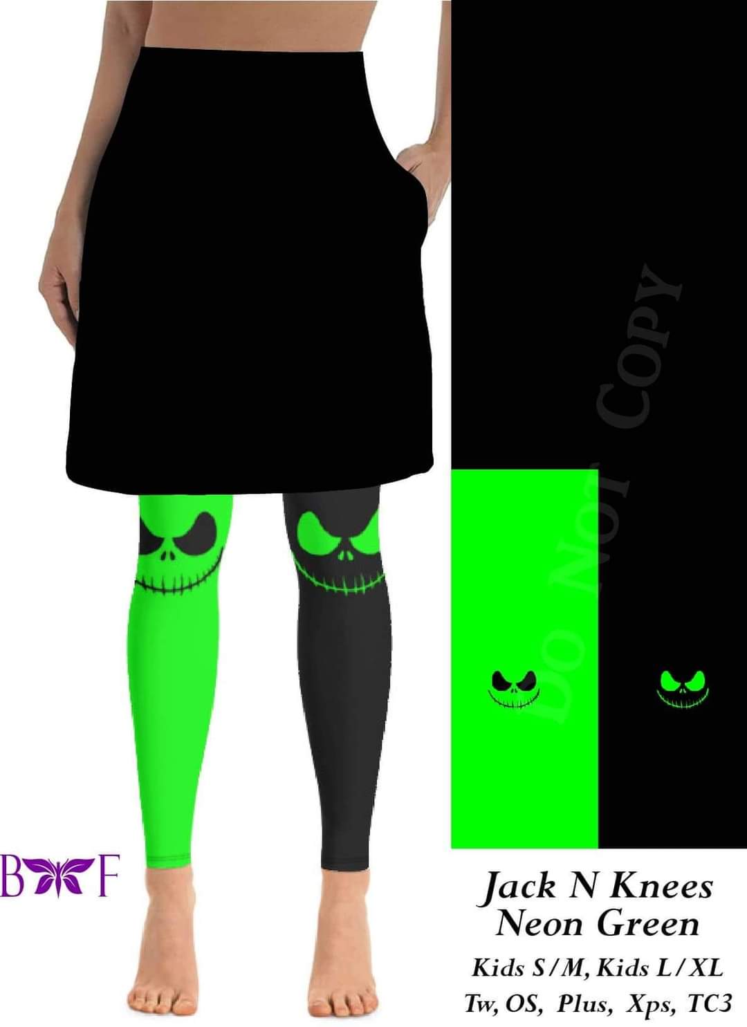 Black skirt green jack skirted leggings