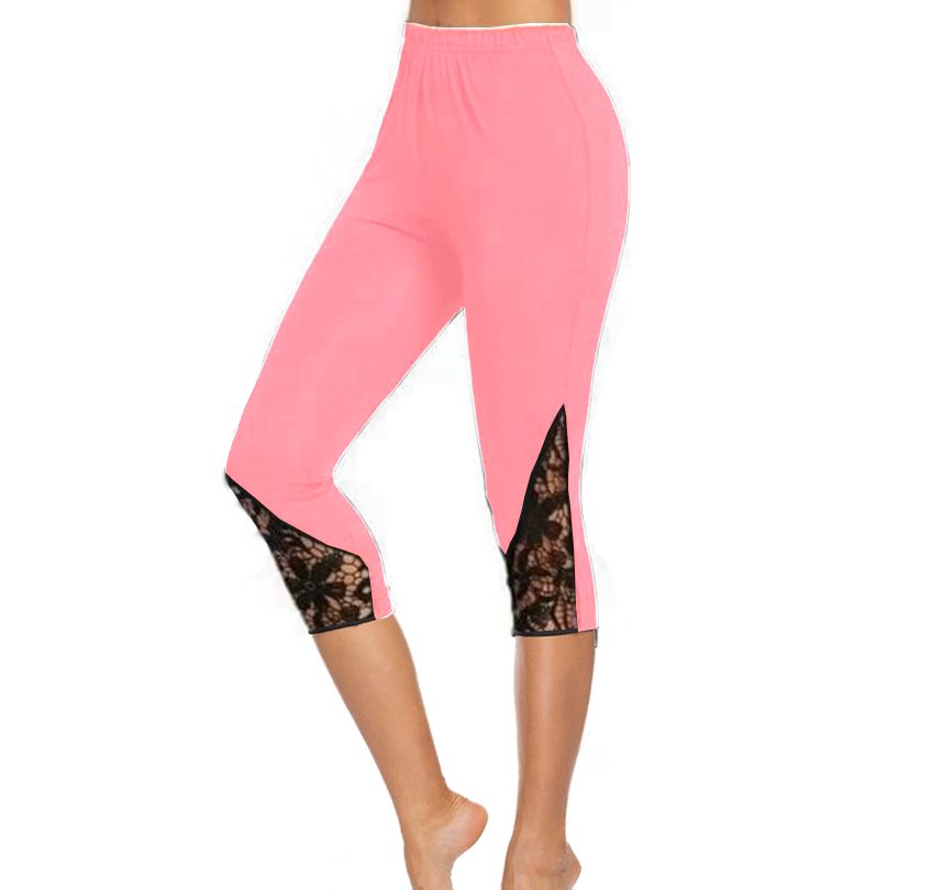 Light Pink capris with pockets & lace insert