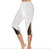 White capris with pockets & lace inserts