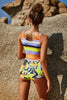 Mixed Print Thick Strap Scoop Neck One-Piece Swimsuit - Keene's